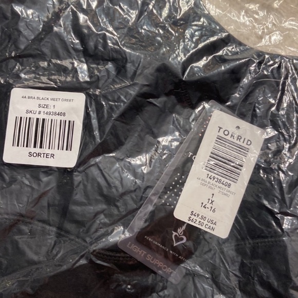 Torrid Size 1 Black Active Wicking Sports Bra NWT - Picture 7 of 7